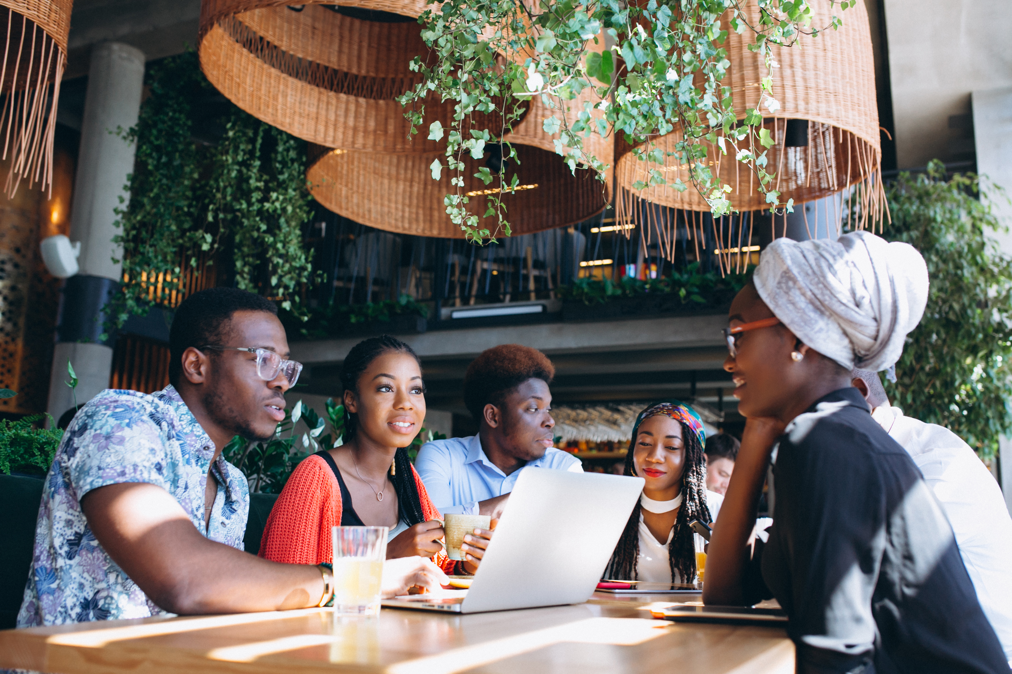 Group of afro americans working together